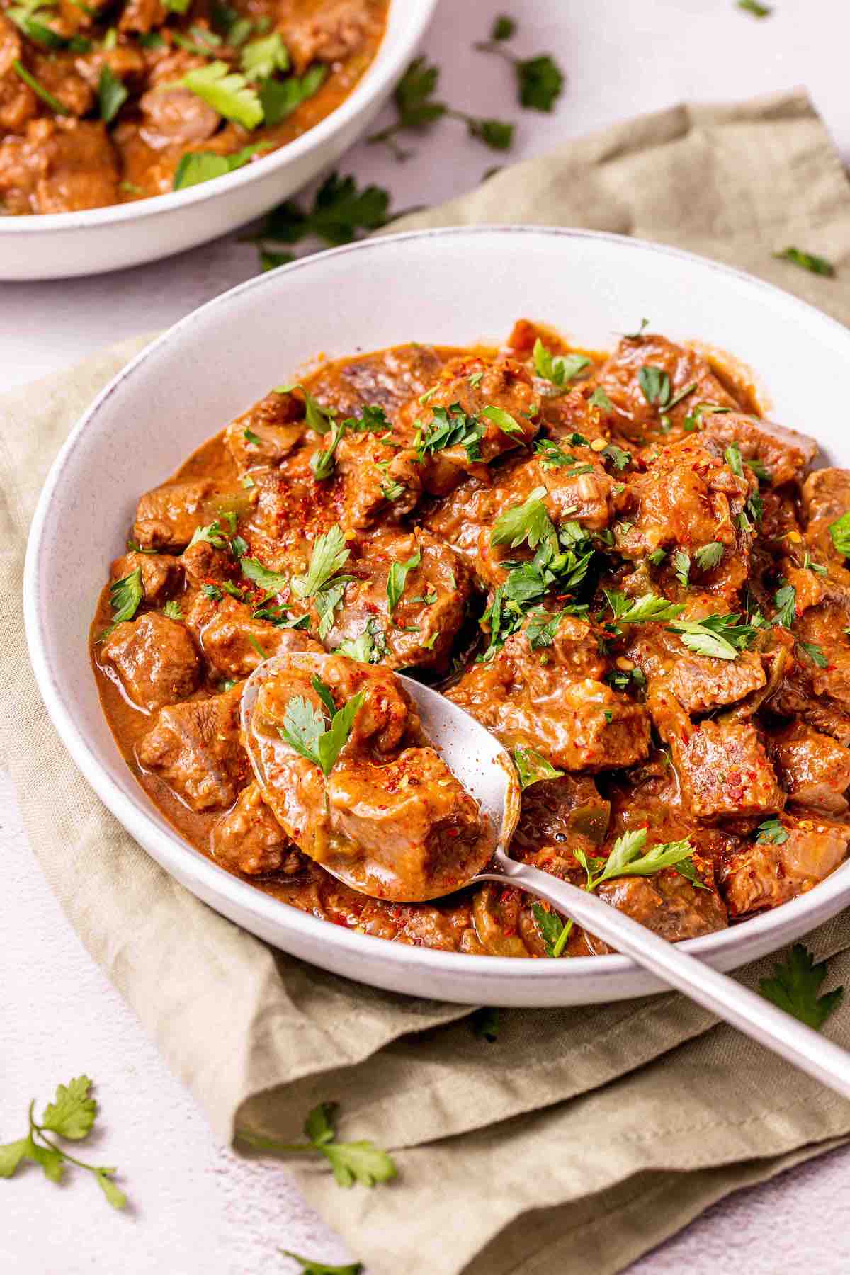 bowl of carne guisada.