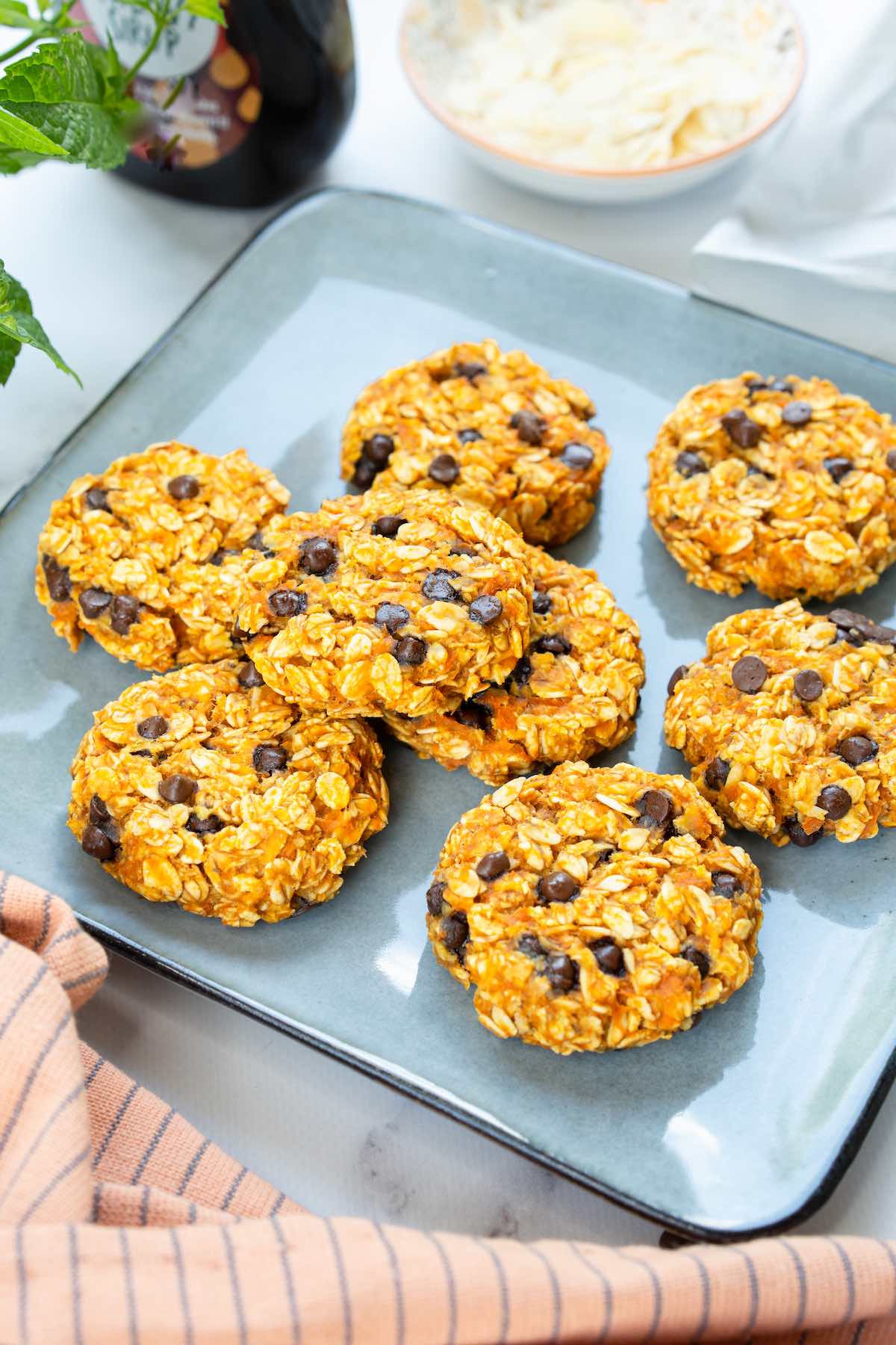 healthy pumpkin cookies with chocolate chips.