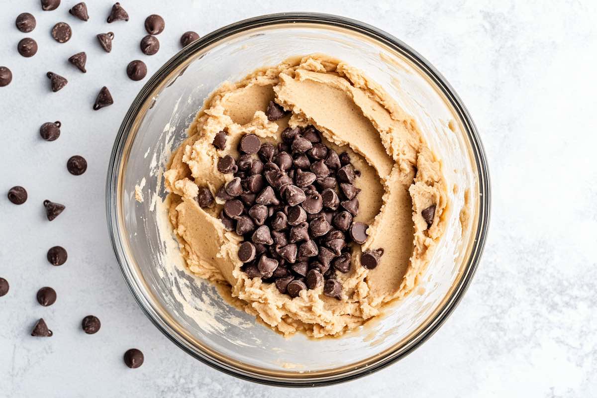 3 ingredient cookie dough in a mixing bowl.