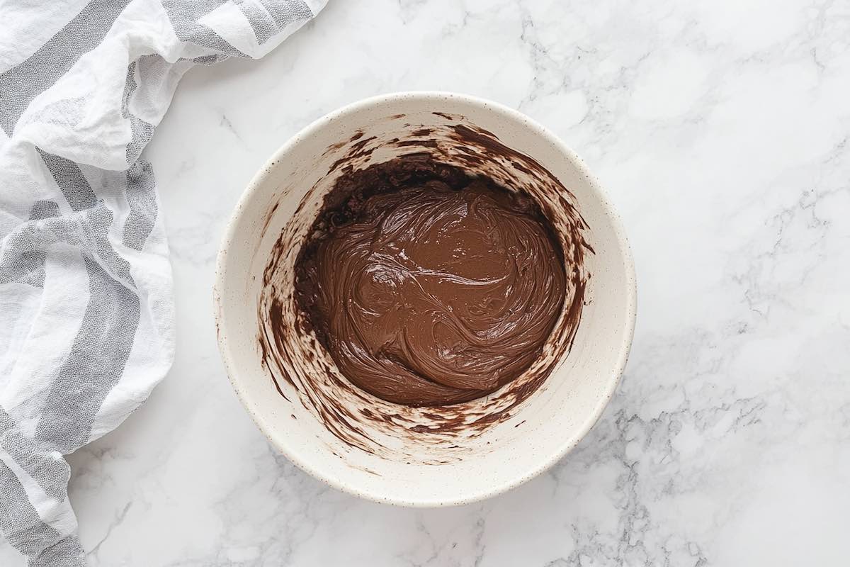 brownie batter in mixing bowl.