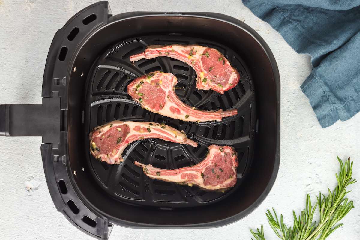 raw lamb chops in the air fryer.