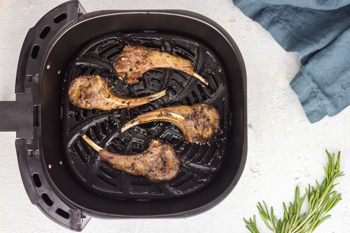 cooked lamb chops in the air fryer.