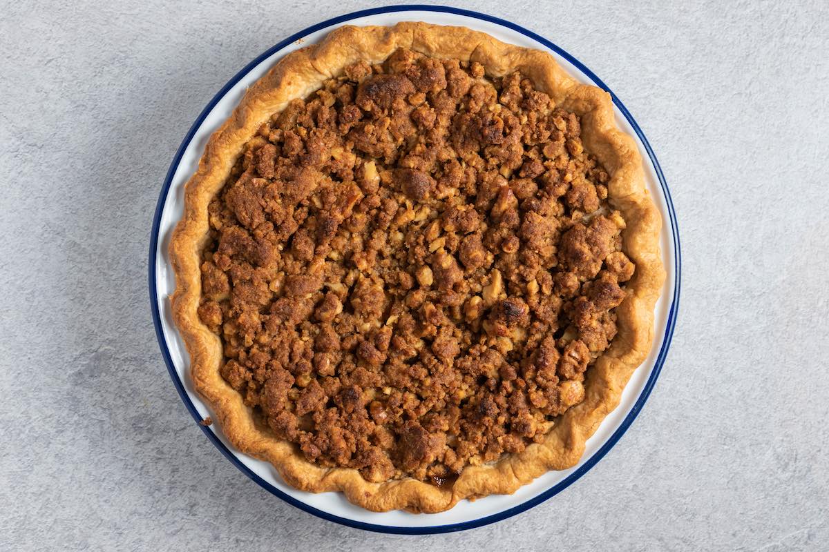 baked pie cooling in pan.