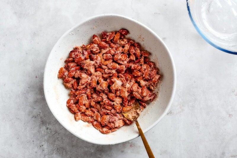 almonds coated in cinnamon and sugar.