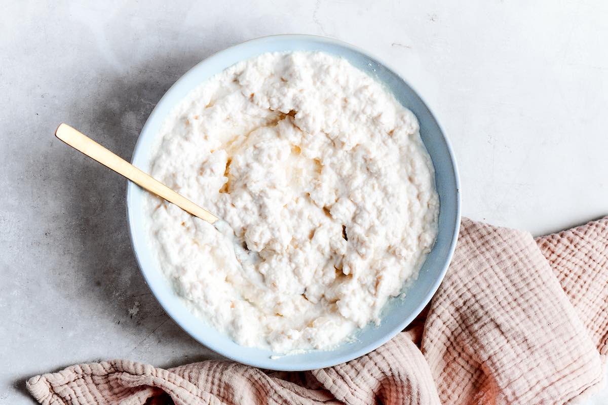 tofu mixed with yogurt and lemon juice.