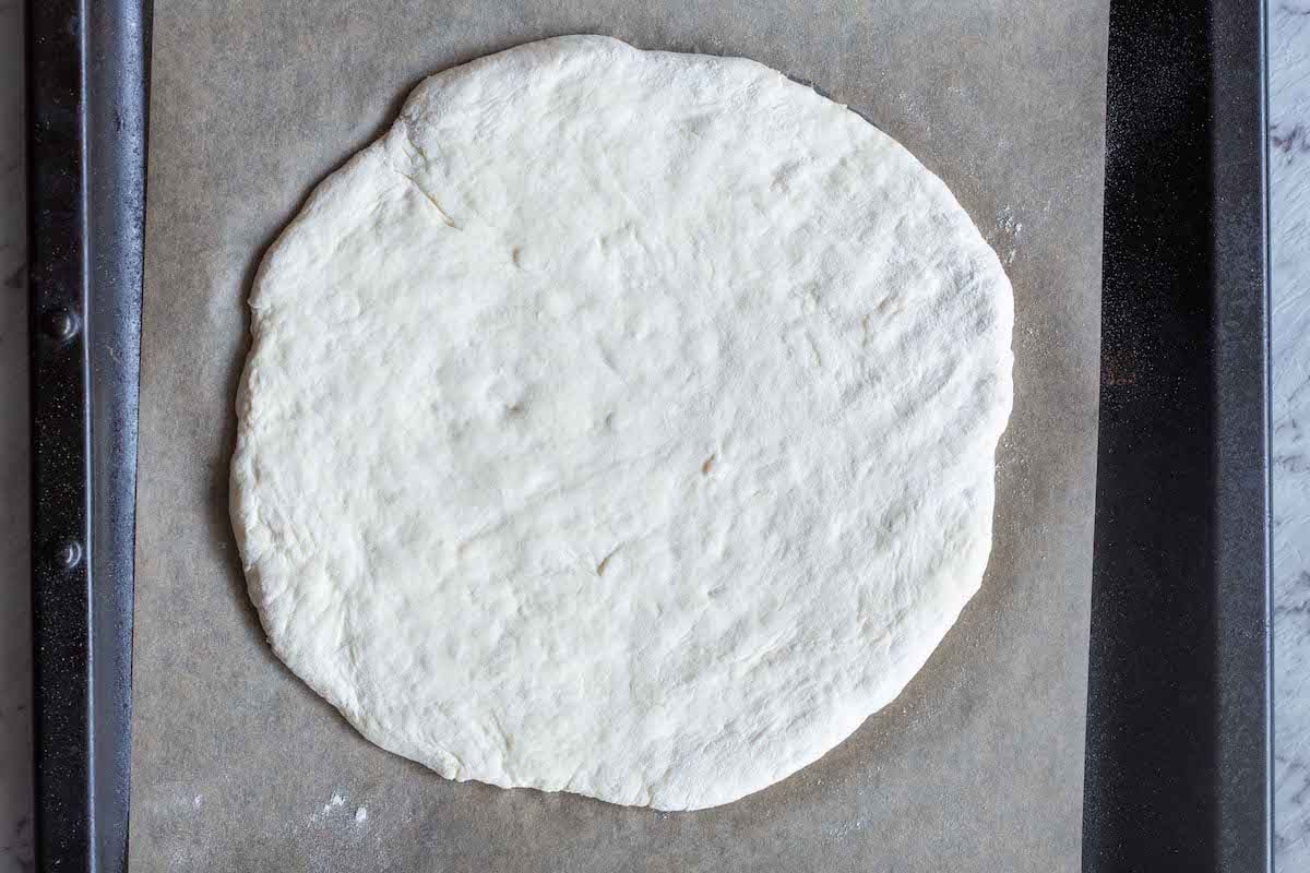 flour and Greek yogurt dough.