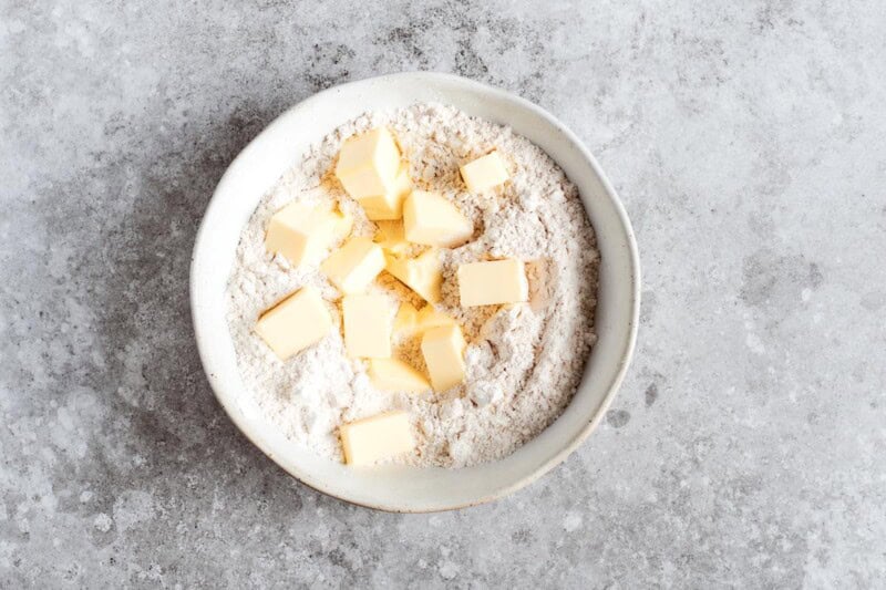 butter and flour in bowl.