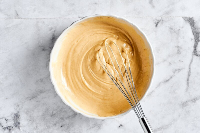 cake batter in a bowl.