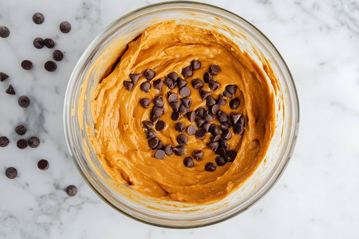 blondie batter in a mixing bowl.