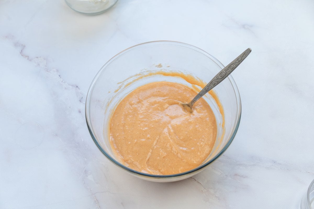 cake batter in bowl.