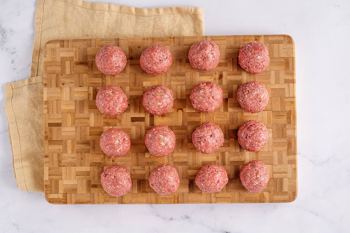 shaped and formed meatballs.