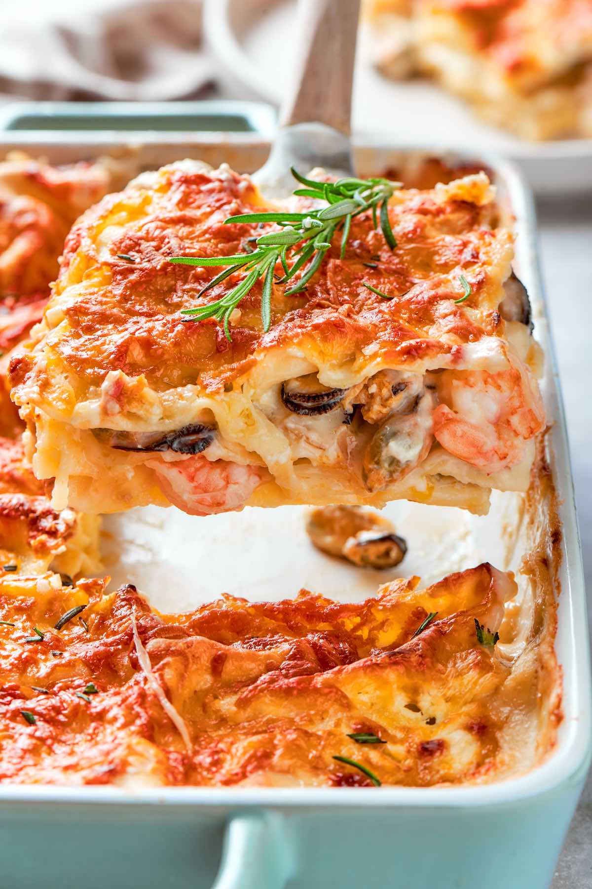 mixed seafood lasagna.