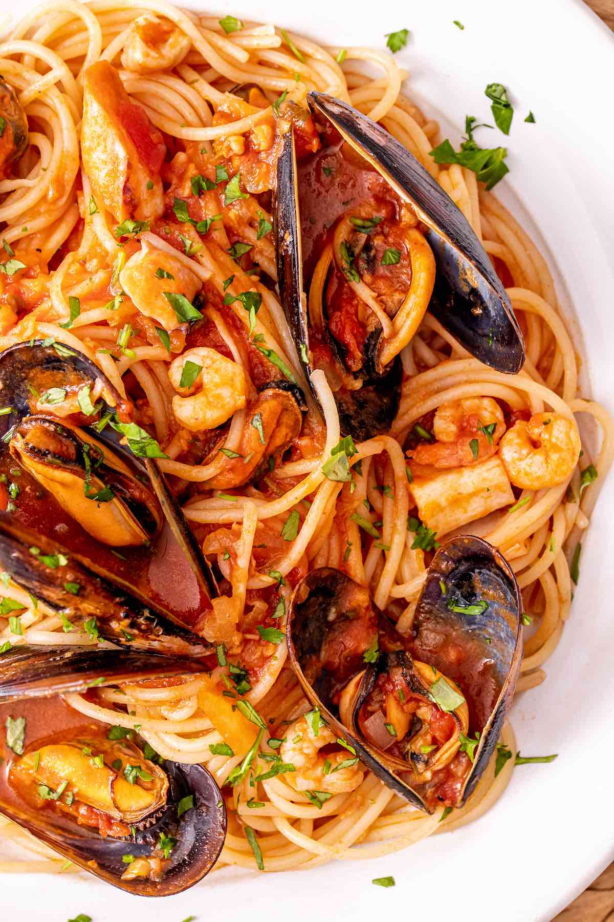 pasta with seafood.