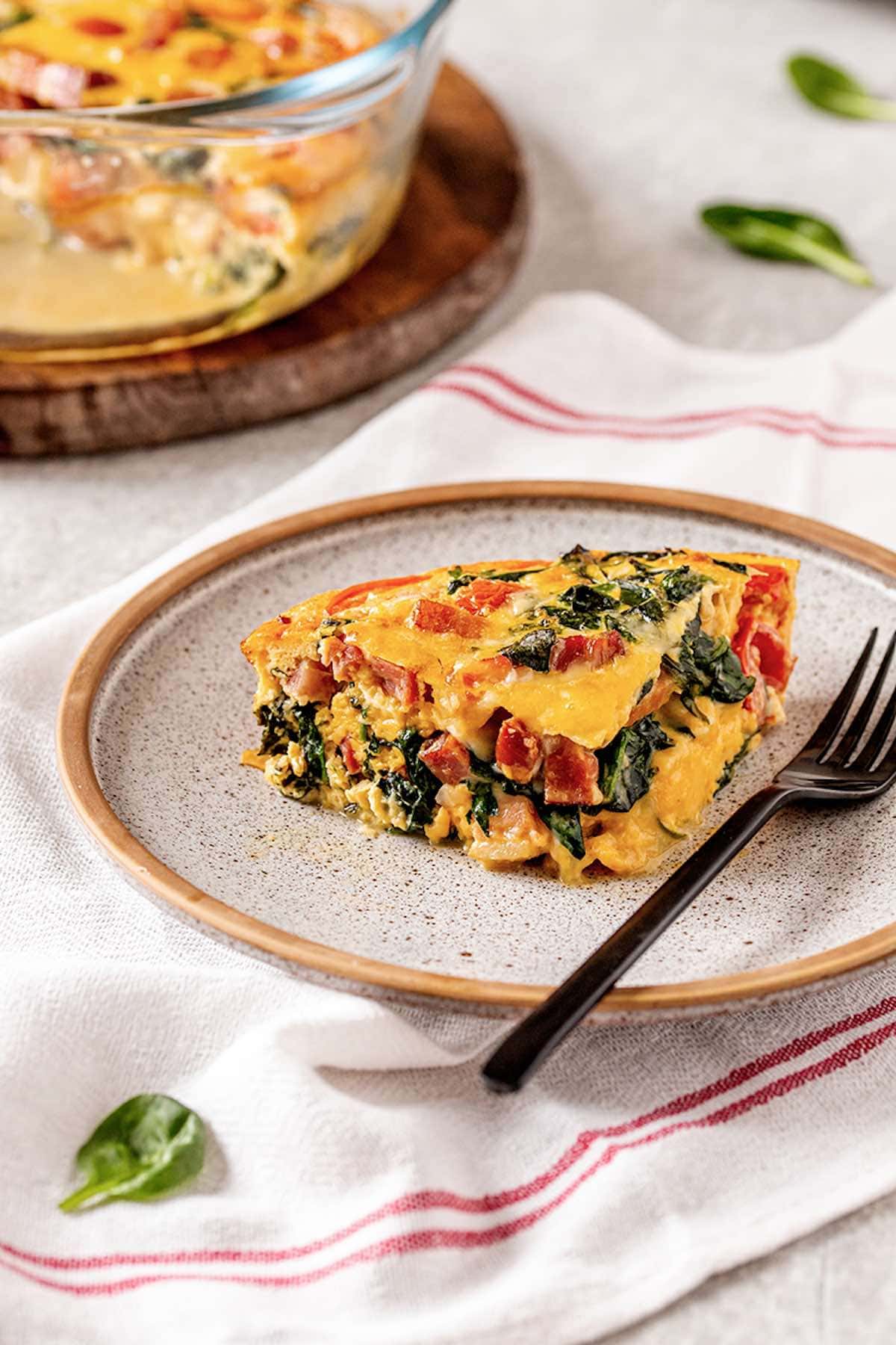 slice of spinach frittata.