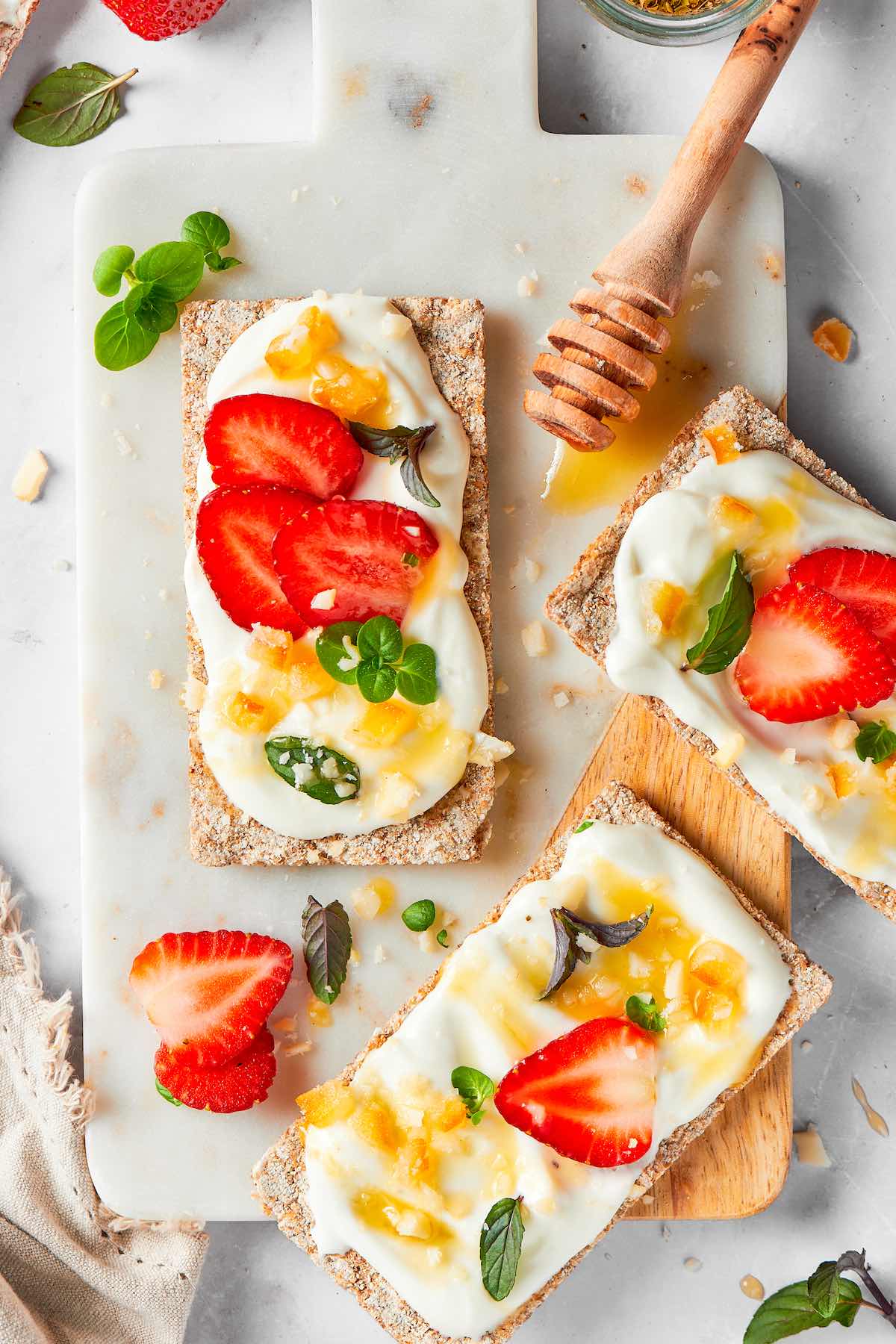 whipped cottage cheese on crackers.