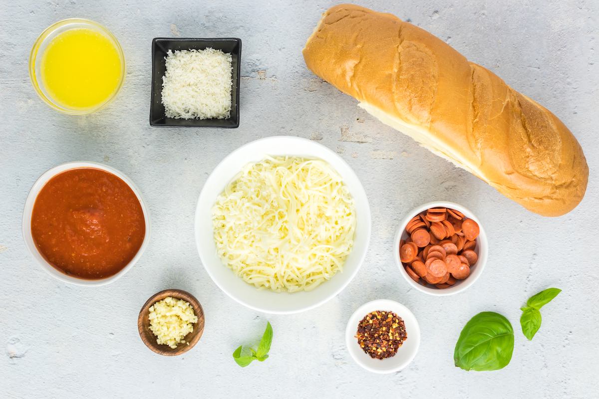 ingredients for French bread pizza.