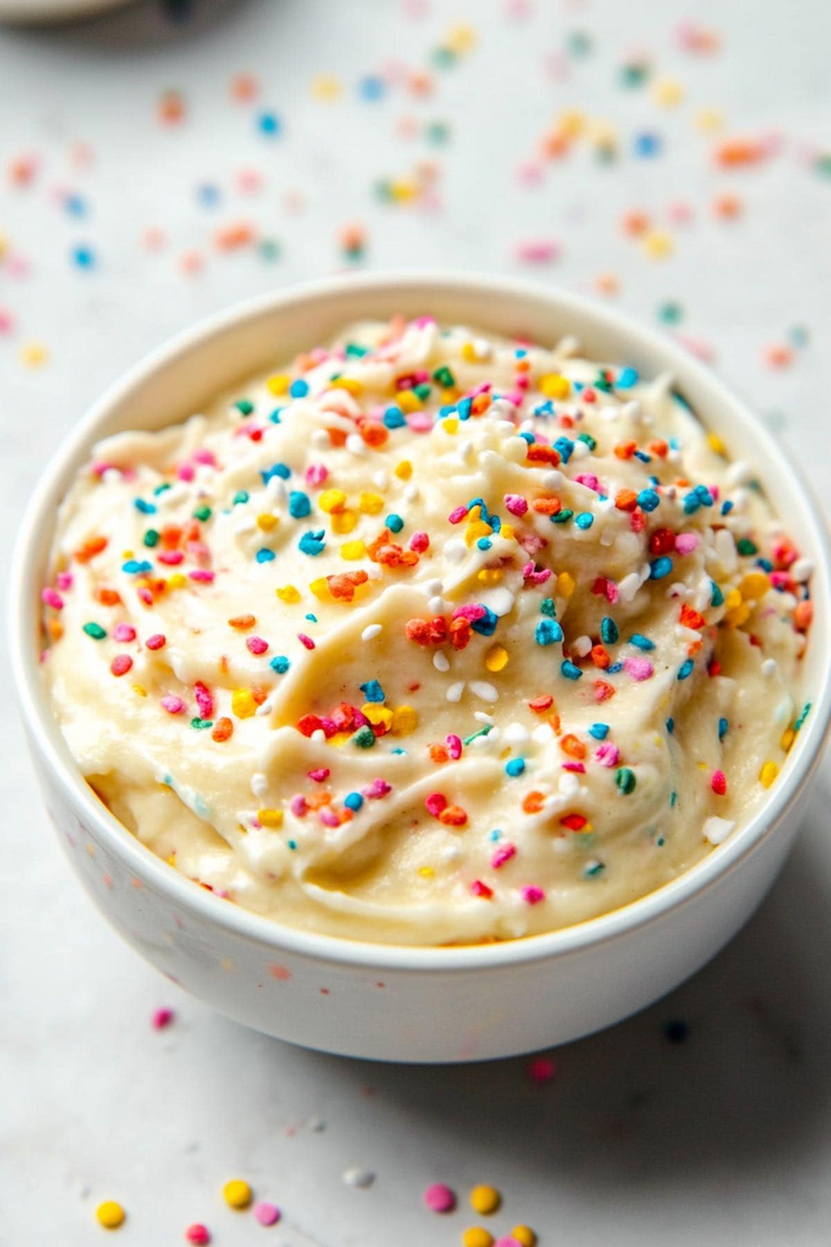 cake batter dip in a bowl.