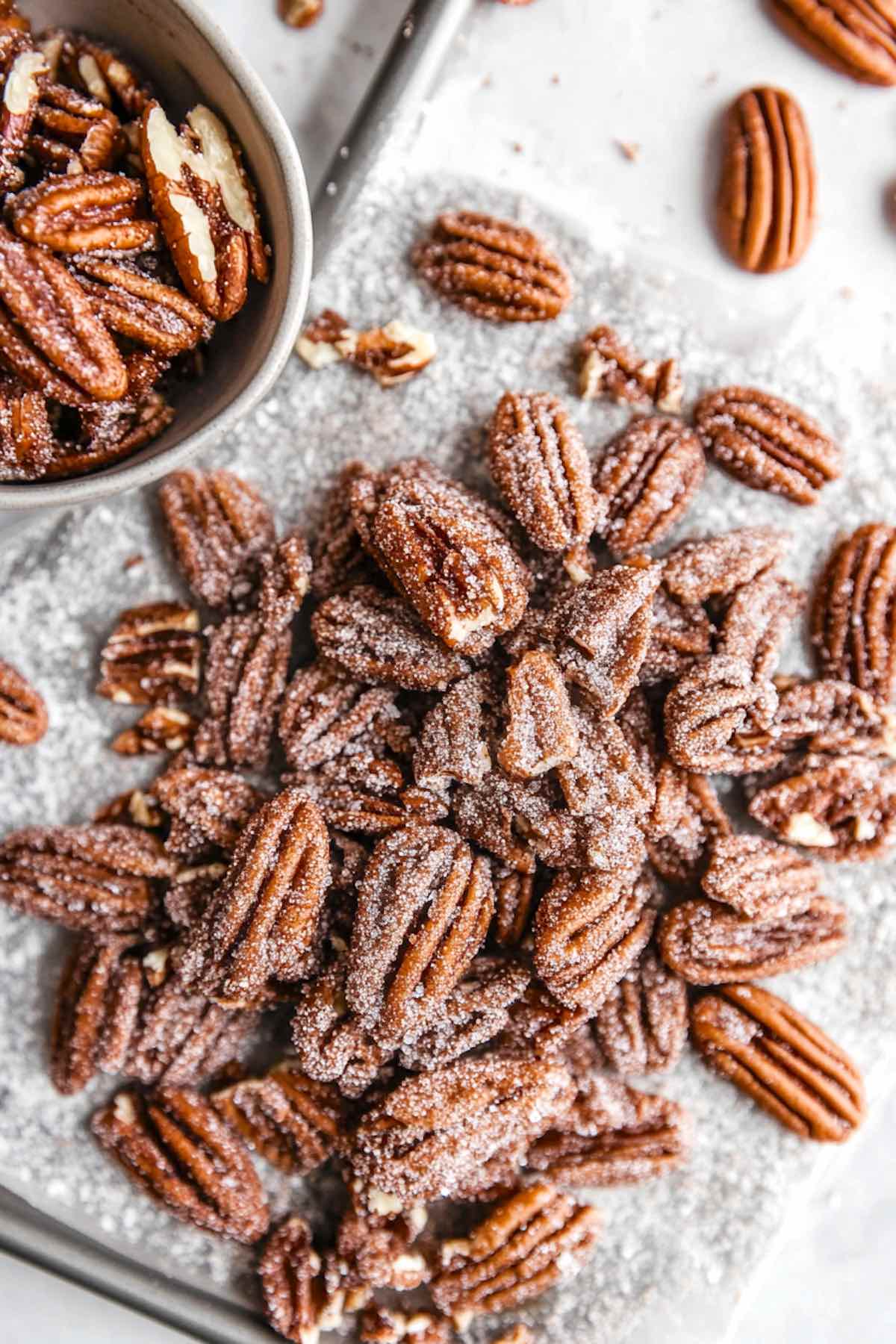 cinnamon sugar candied pecans.