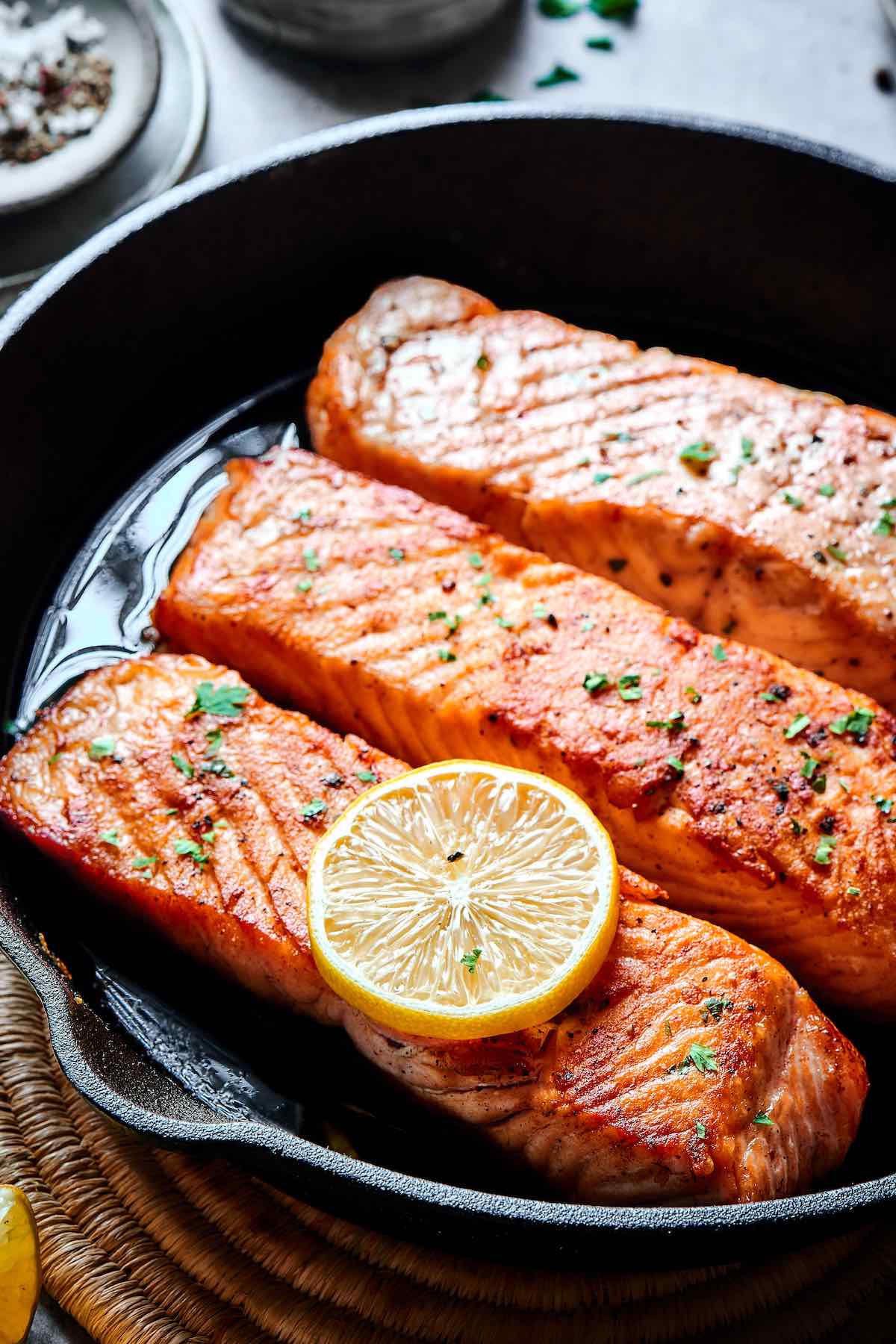 crispy cast iron salmon.