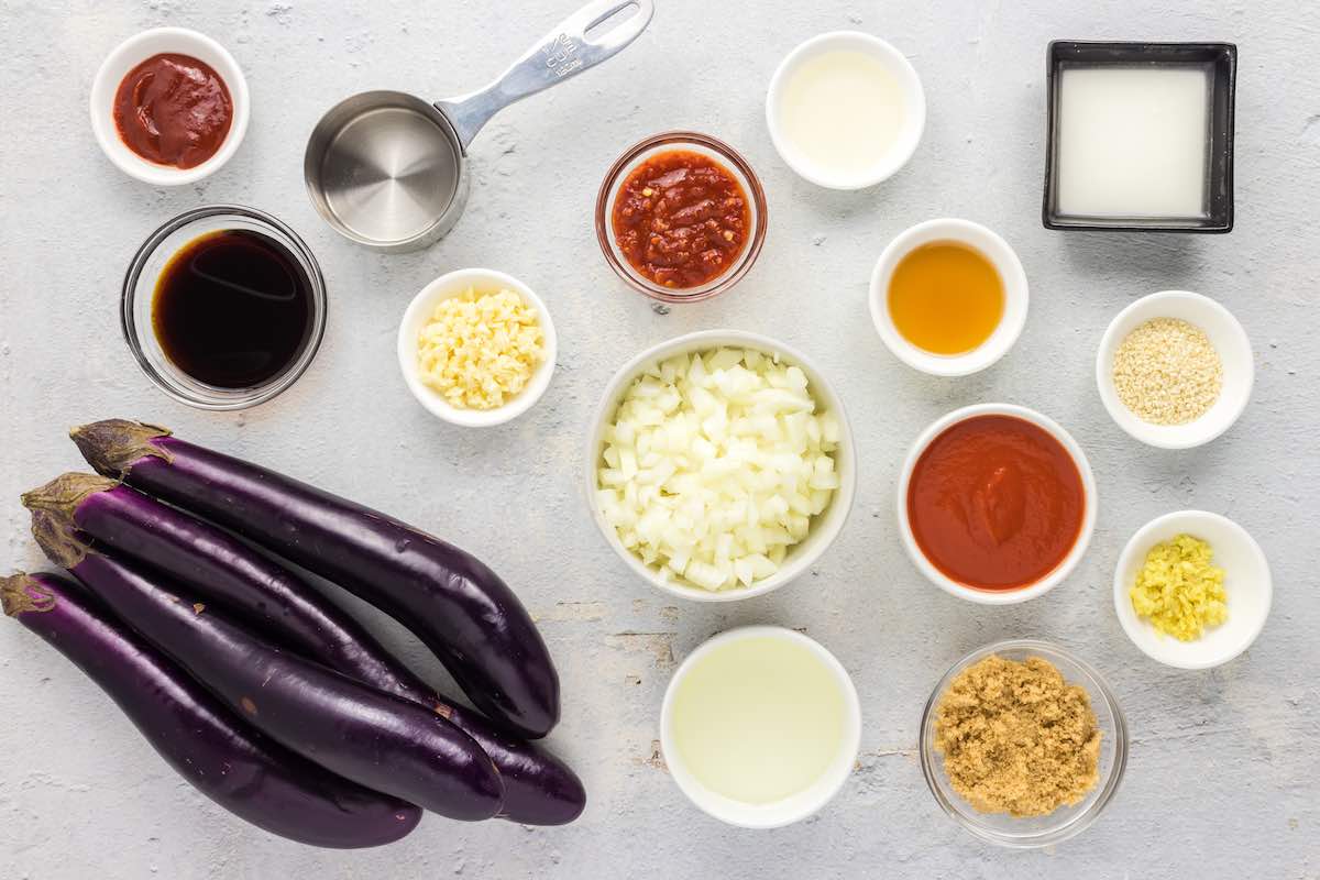 ingredients needed to make Chinese eggplant.