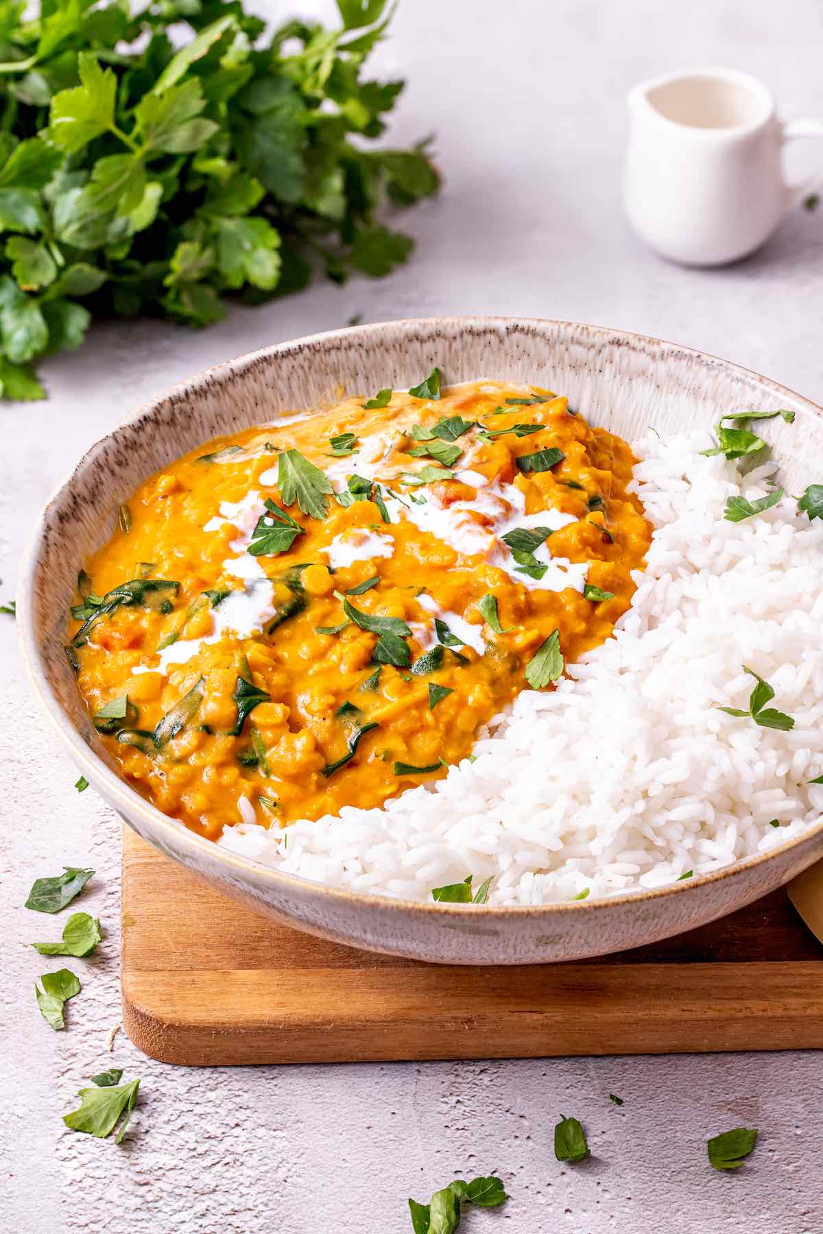 homemade dahl with basmati rice.