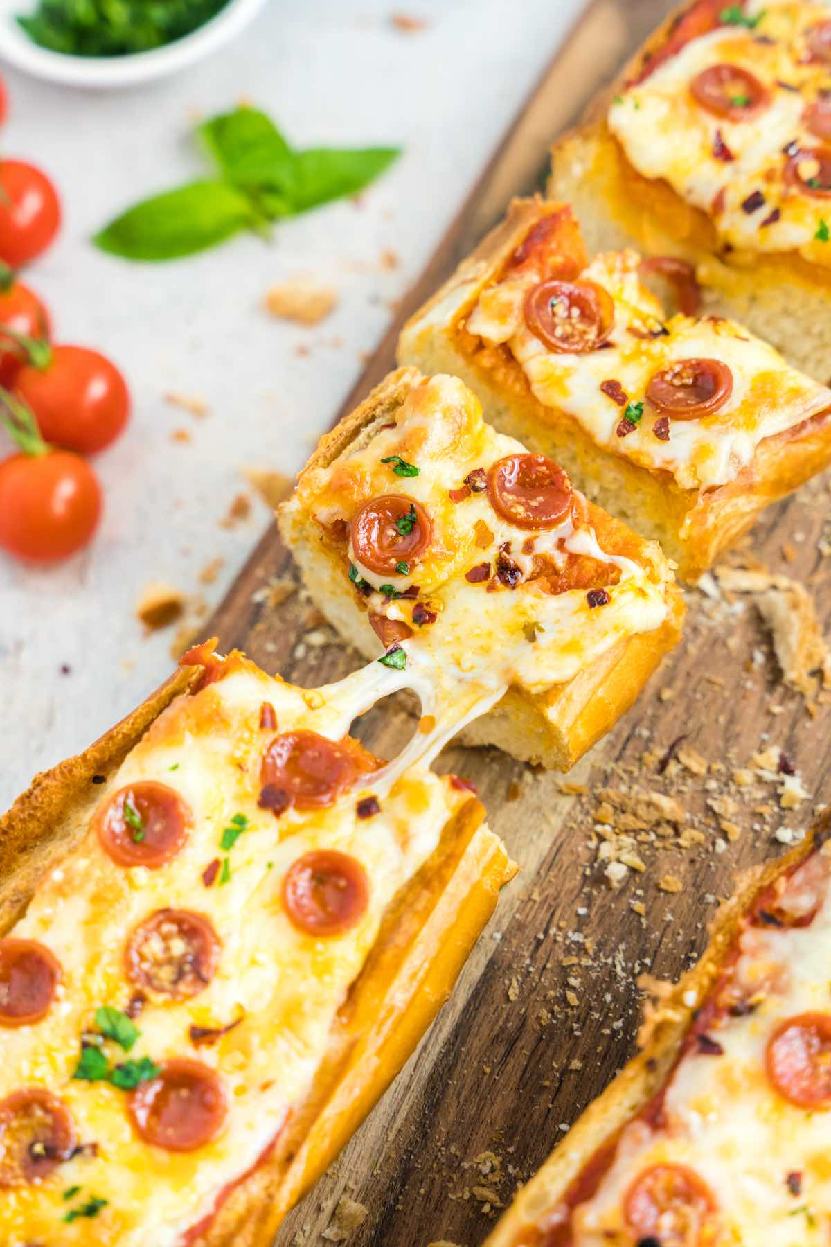 homemade French bread pizza.