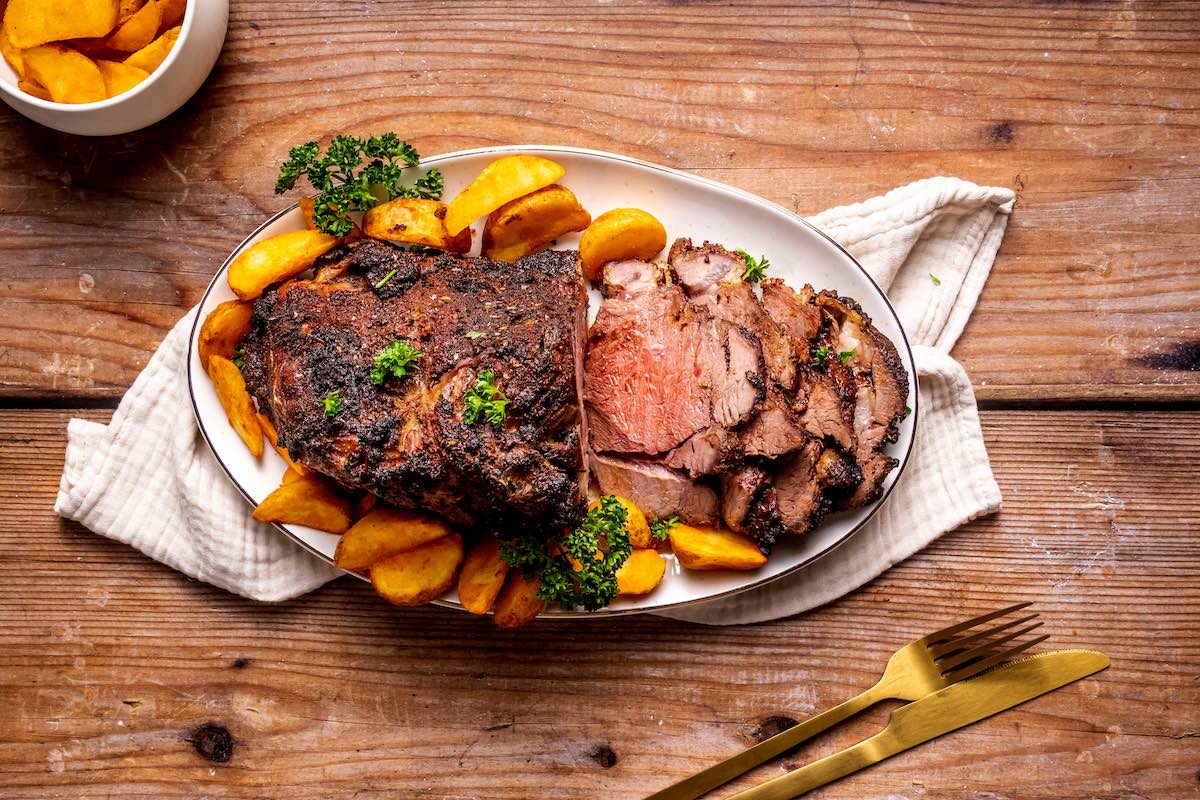 sliced beef ribeye roast.