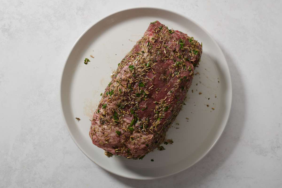 beef rubbed with spices and herbs.