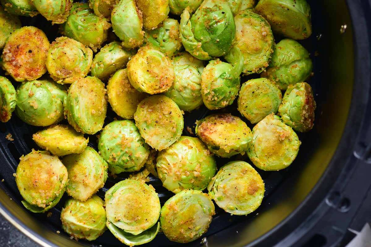 raw brussels sprouts in the air fryer.