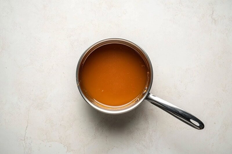 homemade toffee in saucepan.