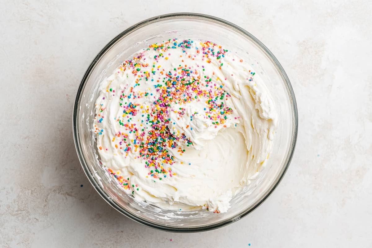 cake mix, yogurt, and cool whip in mixing bowl.