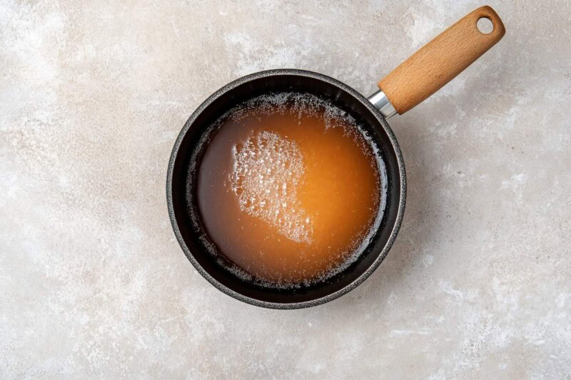 sugar syrup in a saucepan.