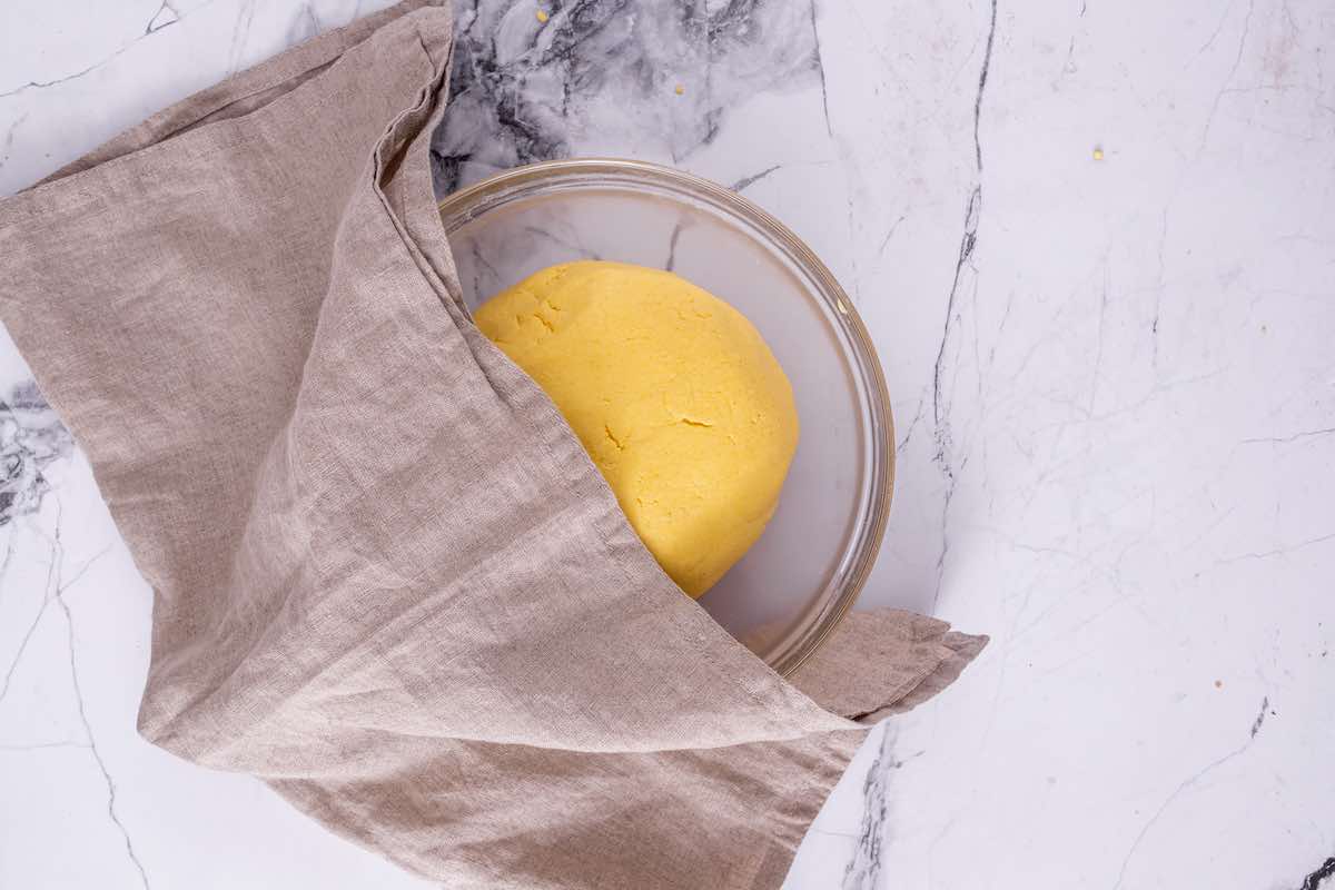 dough resting in a bowl.