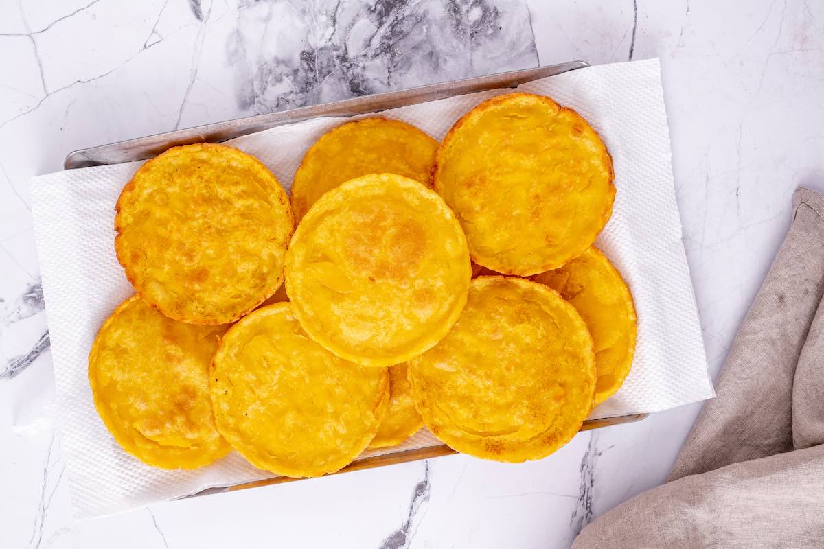 pan fried picaditas on a paper towel.