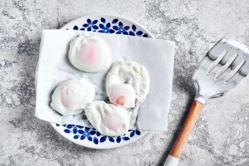 freshly poached eggs.