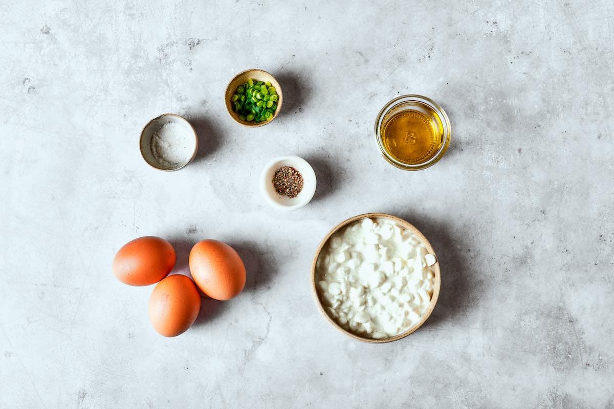 ingredients for cottage cheese eggs. 