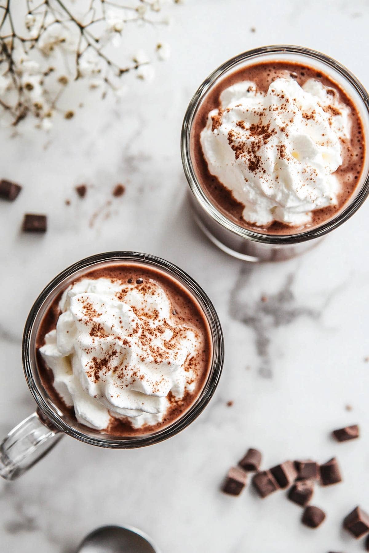 keto hot chocolate with whipped cream on top.