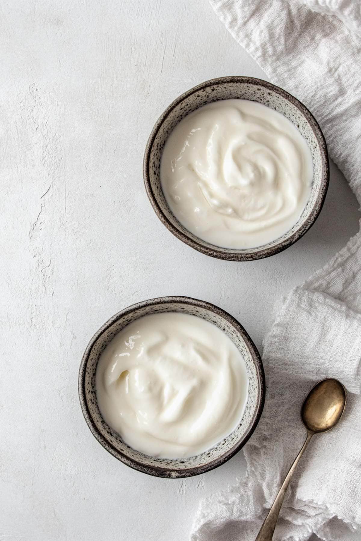 homemade keto yogurt in bowls.