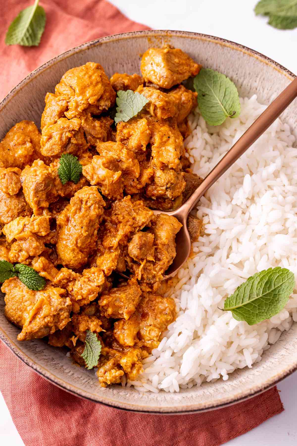 lamb rogan josh with rice.