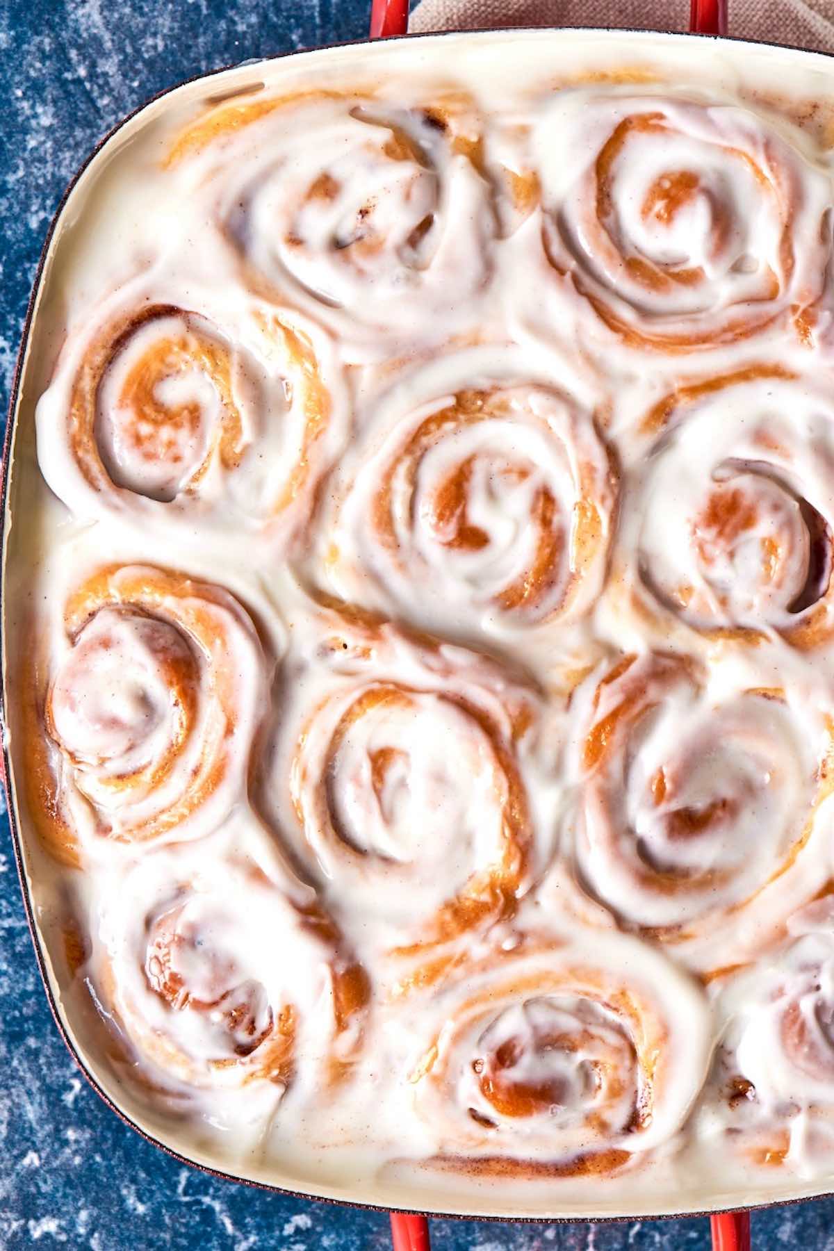 dish of no yeast cinnamon rolls.