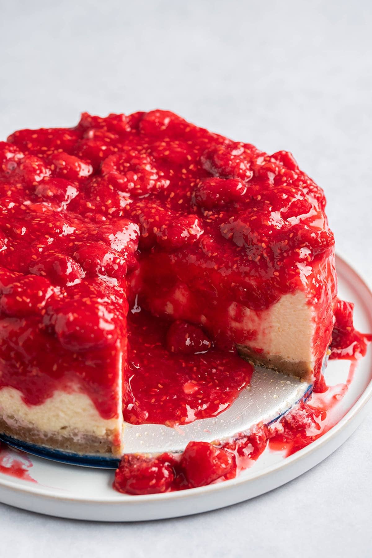 homemade raspberry cheesecake.