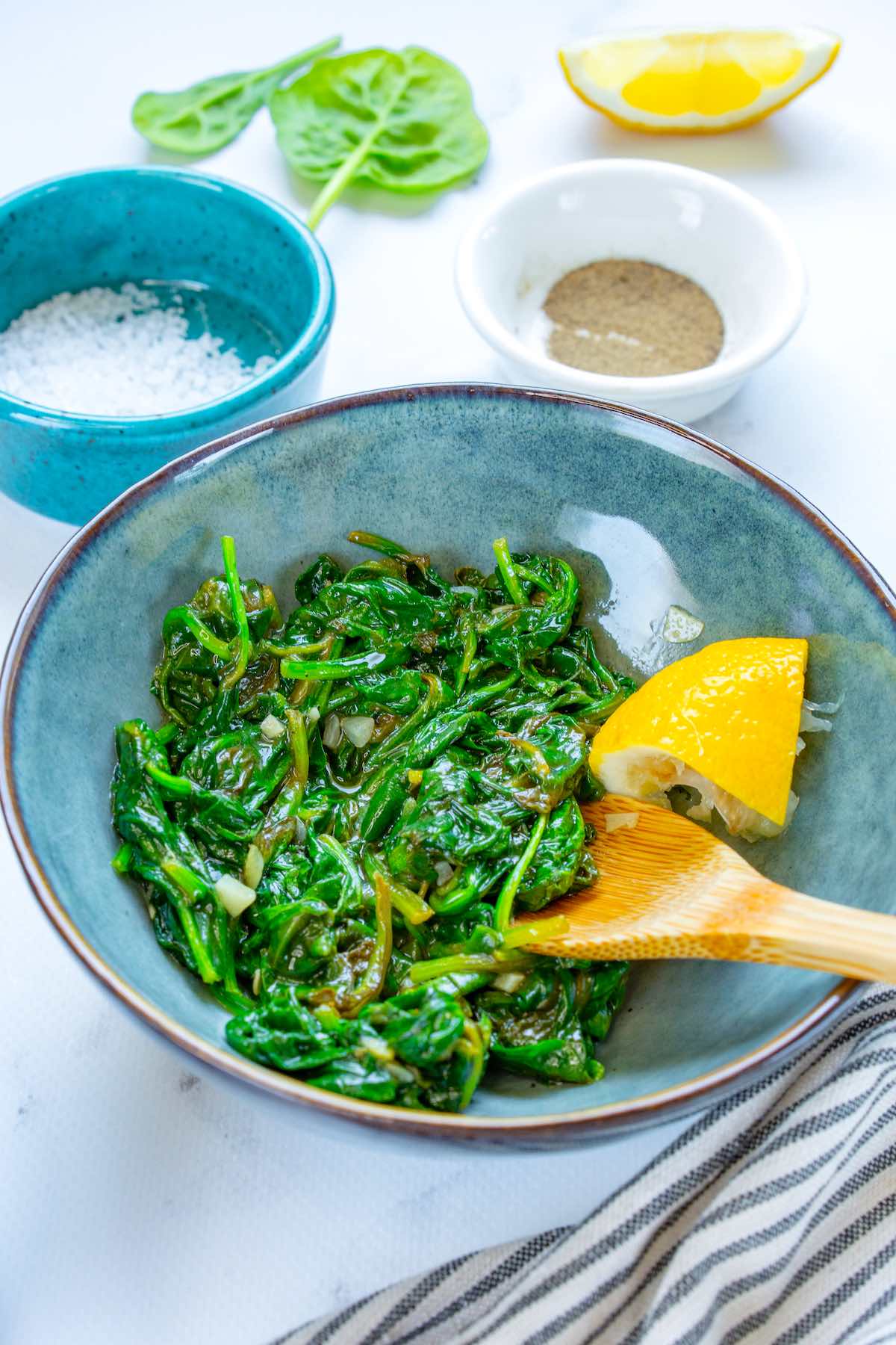 sauteed spinach with fresh lemon.