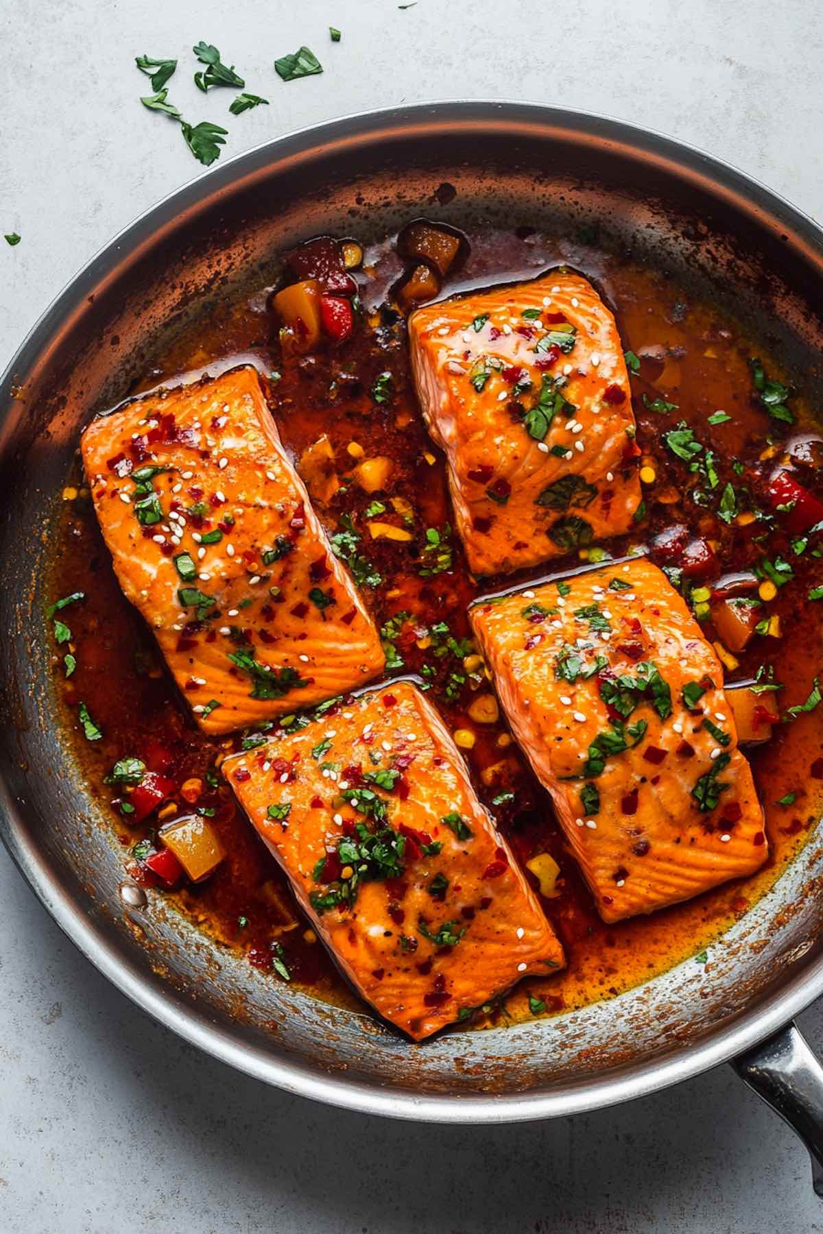 sweet chili salmon.