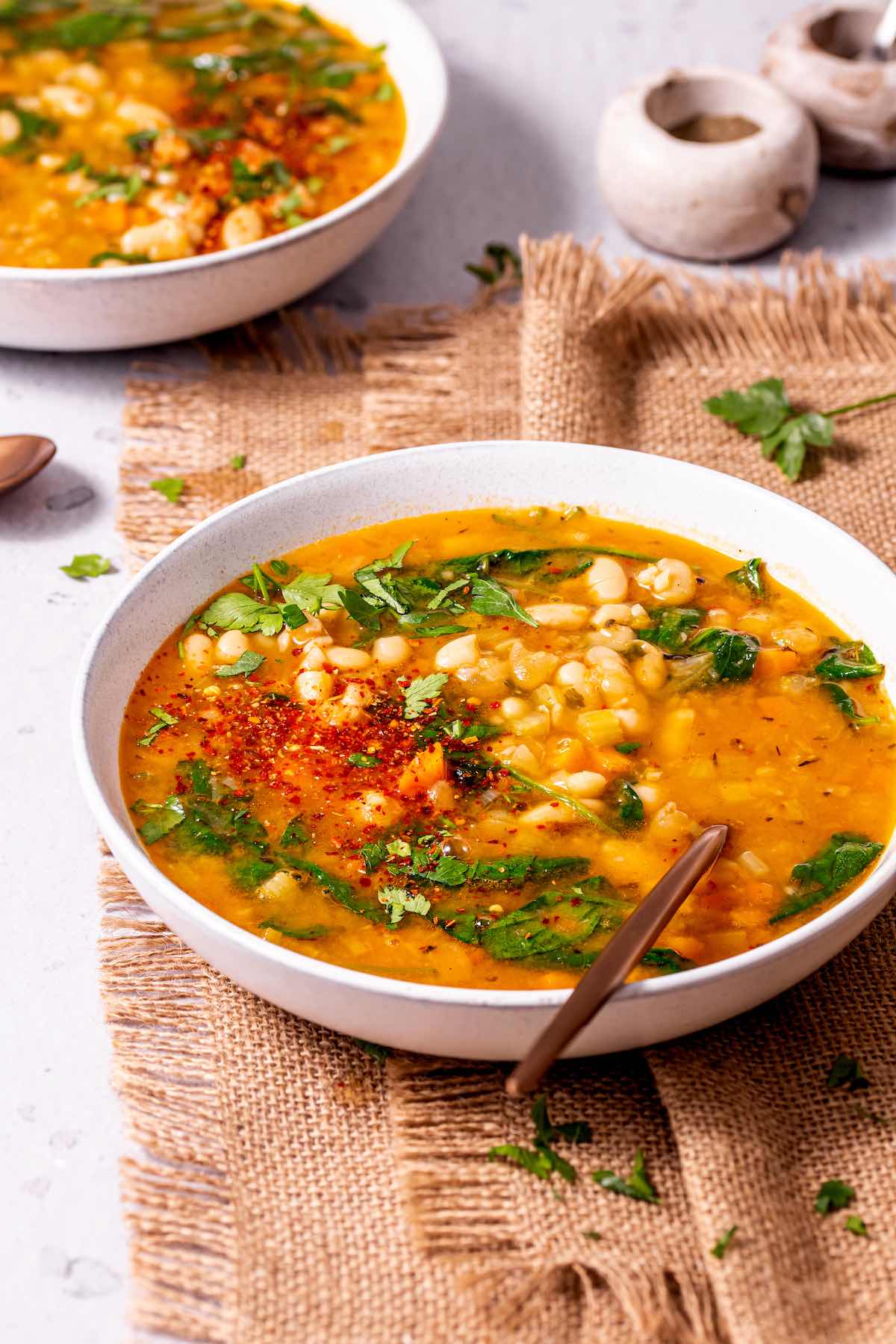 white bean and kale soup.