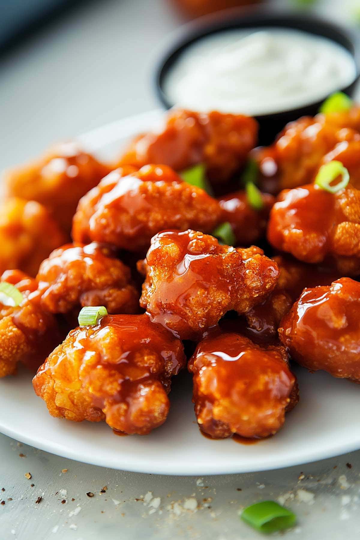 air fried buffalo cauliflower.