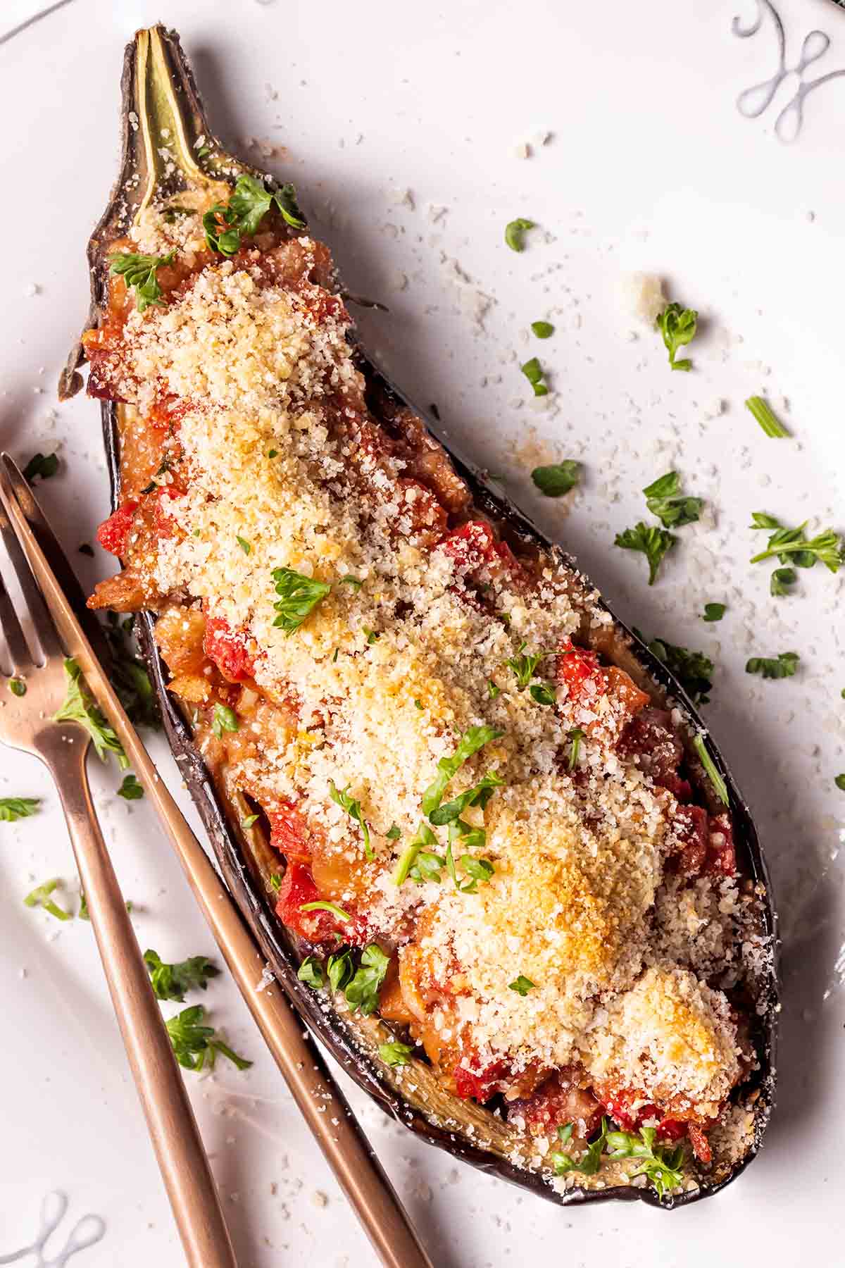 baked stuffed eggplant.