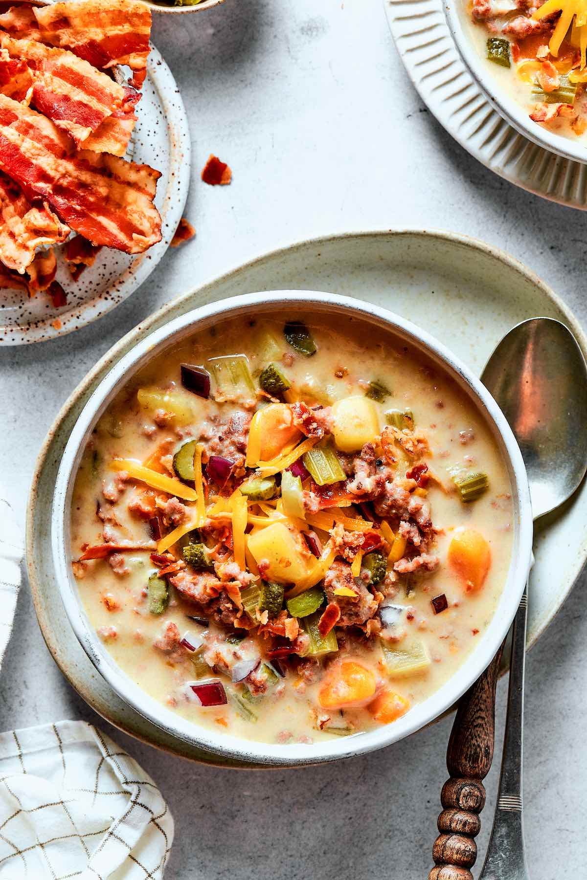 homemade cheeseburger soup.