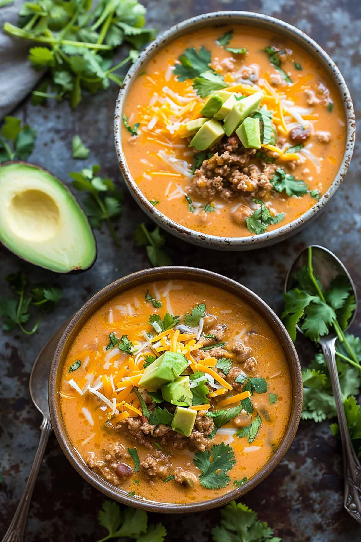 cheesy taco soup.