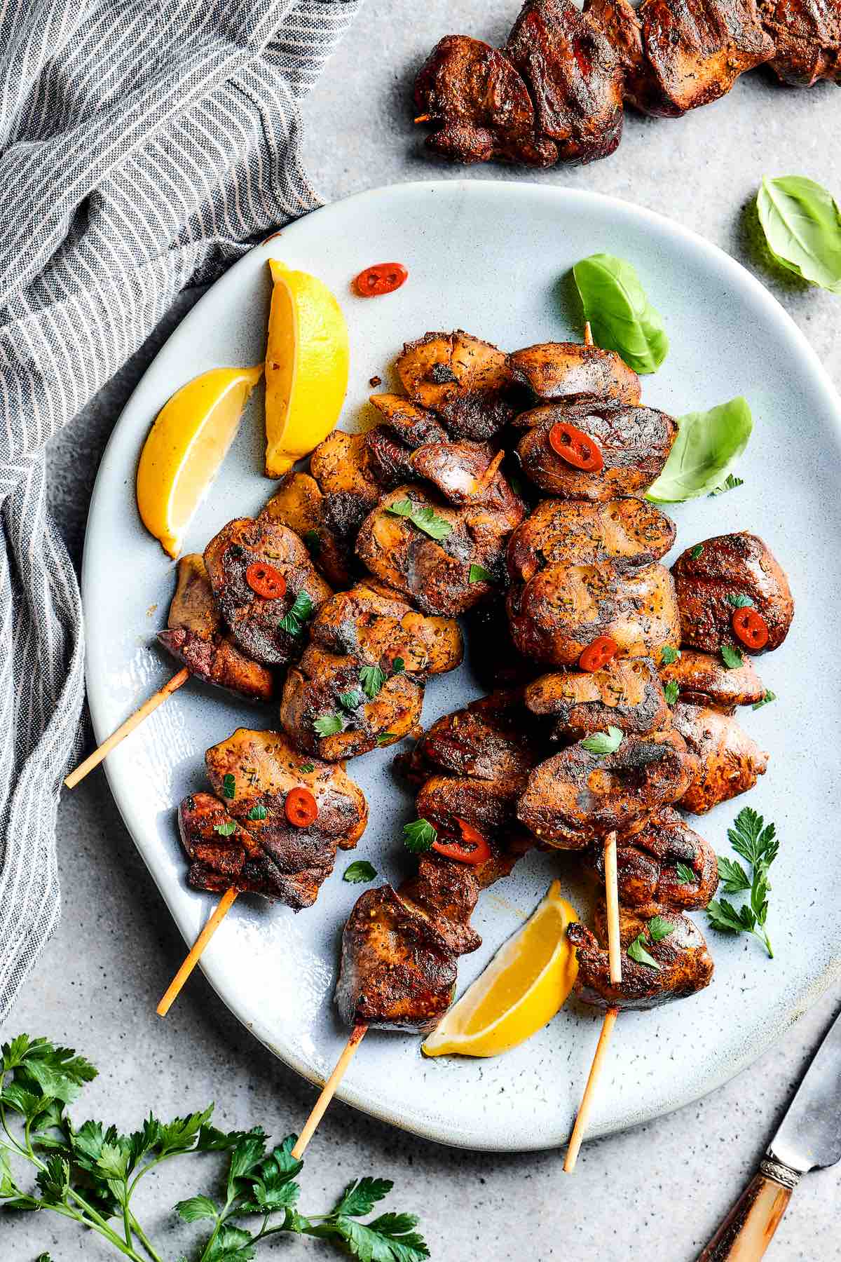 sauteed chicken livers on a plate.