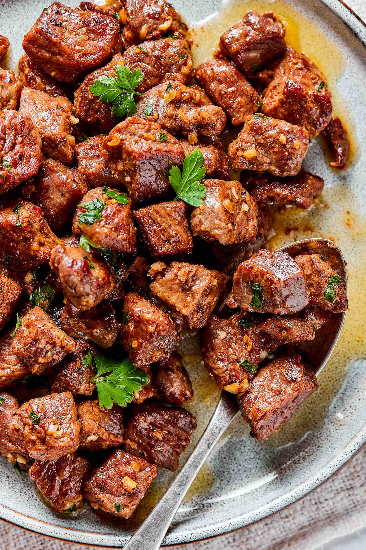 garlic butter steak bites.